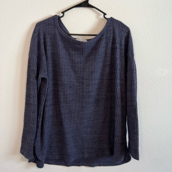 MICHAEL Stars Women’s Blue Waffle Knit Top Size Medium - Picture 1 of 7